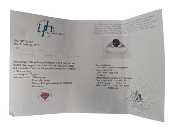 10 kt Yellow Gold Blue Sapphire & Diamond Ring