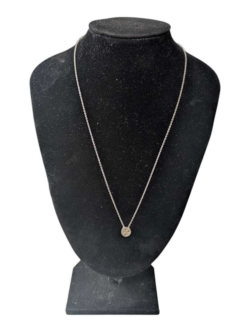 Sterling Silver Rhodium-Plated Necklace with Sapphire Accent (48 cm)