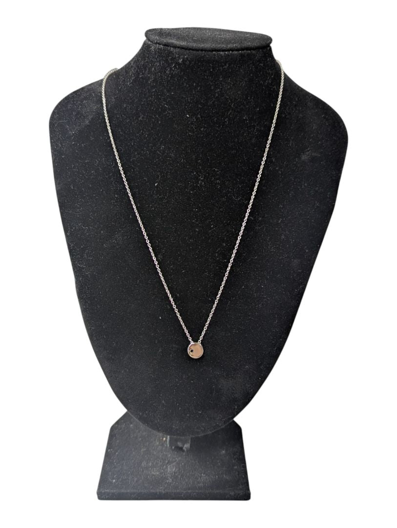 Sterling Silver Rhodium-Plated Necklace with Sapphire Accent (48 cm)