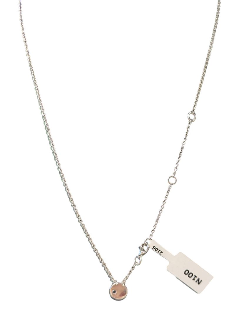 Sterling Silver Rhodium-Plated Necklace with Sapphire Accent (48 cm)