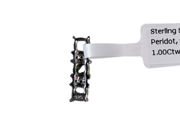 Sterling Silver Peridot & Spinel Bar Pendant – 1.00ctw