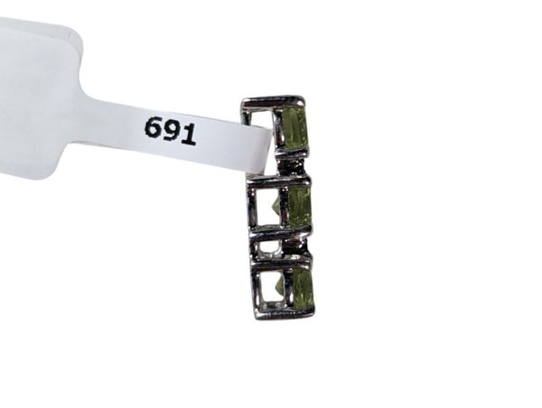 Sterling Silver Peridot & Spinel Bar Pendant – 1.00ctw