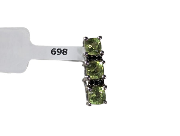 Sterling Silver Peridot & Spinel Bar Pendant – 1.00ctw