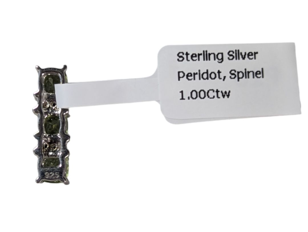 Sterling Silver Peridot & Spinel Bar Pendant – 1.00ctw