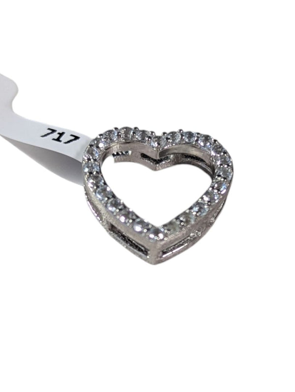 Sterling Silver Rhodium-Plated Heart Pendant with Blue Topaz (0.70ct)