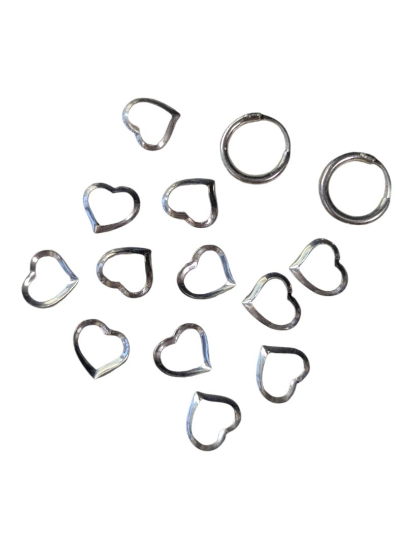 Pack of 12 Floating Silver Heart Charms