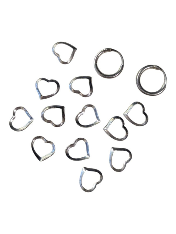Pack of 12 Floating Silver Heart Charms