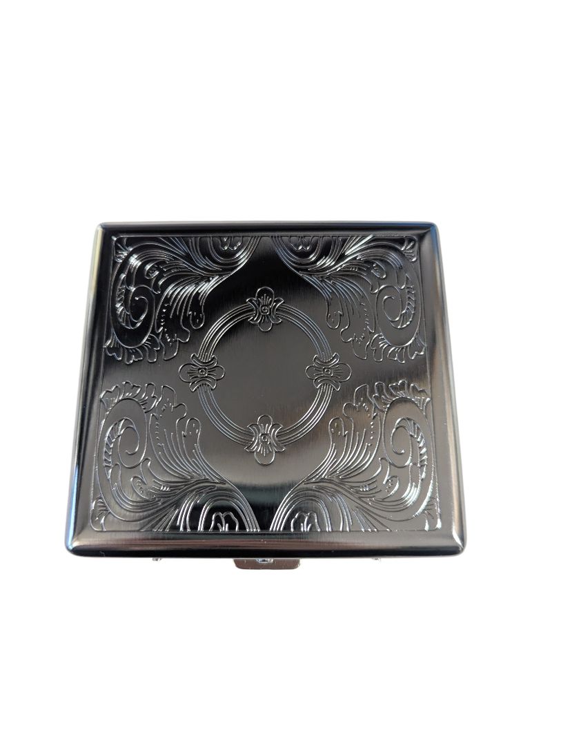 Ornate Silver-Tone Metal Cigarette / Card Case
