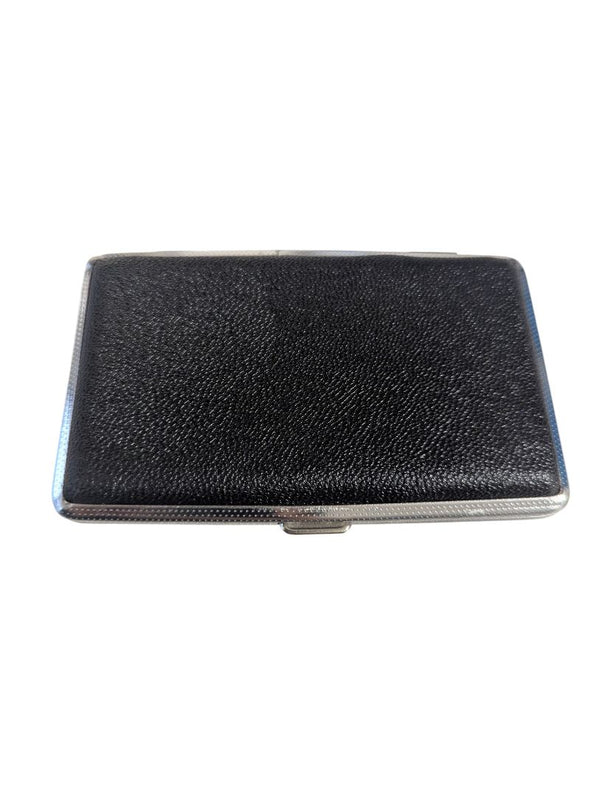 Black Leather-Look Metal Cigarette / Card Case