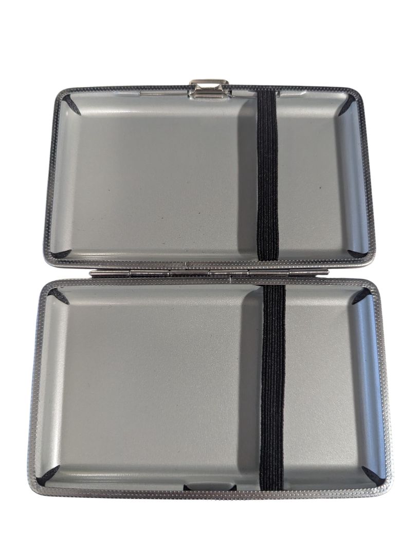 Black Leather-Look Metal Cigarette / Card Case