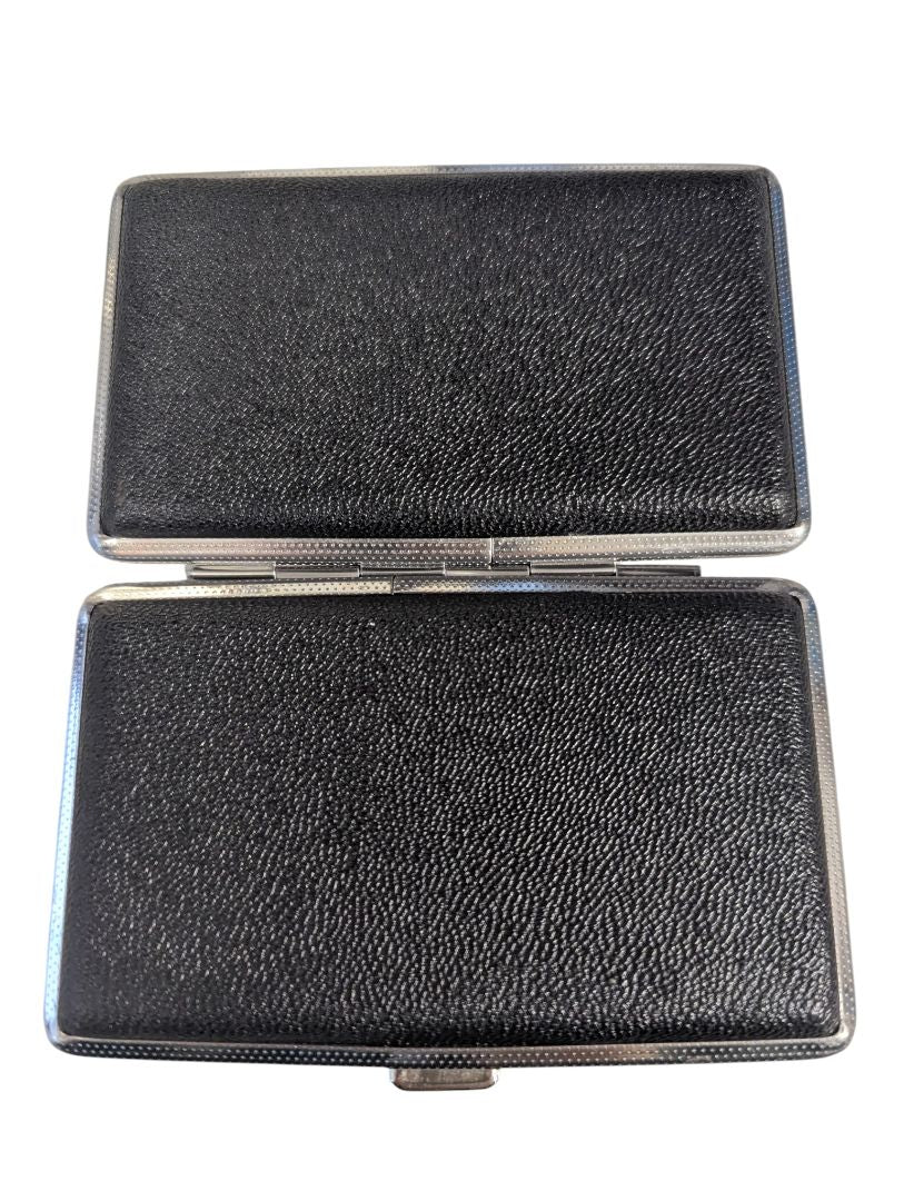Black Leather-Look Metal Cigarette / Card Case