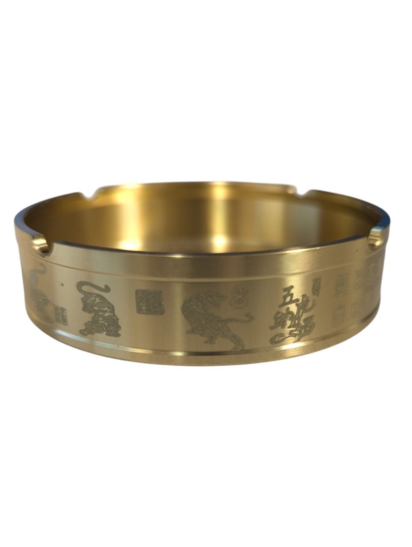 Vintage Engraved Brass Chinese Ashtray