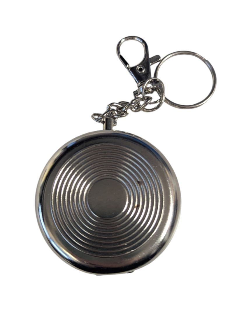 Vintage Chrome Pillbox Keychain