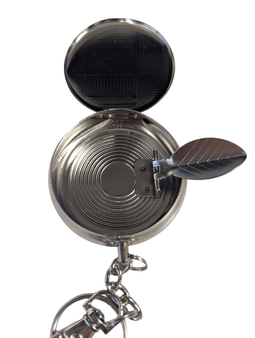 Vintage Chrome Pillbox Keychain