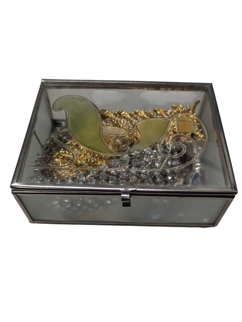 Lot of 3 Vintage Costume Bracelets in Glass Mirrored Jewelry Box