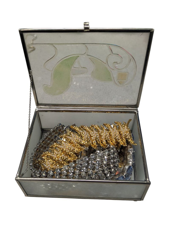 Lot of 3 Vintage Costume Bracelets in Glass Mirrored Jewelry Box