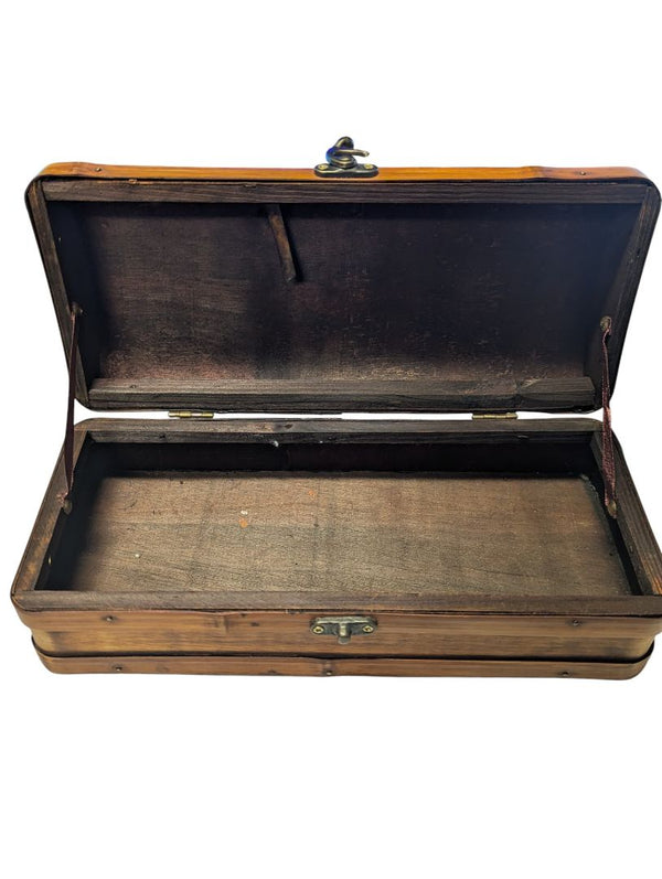 Lot of Vintage Wooden Keepsake Box with Religious Print Cards & Memorial Prayer Cards