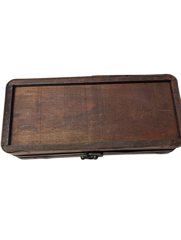 Lot of Vintage Wooden Keepsake Box with Religious Print Cards & Memorial Prayer Cards