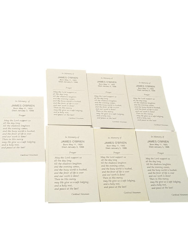 Lot of Vintage Wooden Keepsake Box with Religious Print Cards & Memorial Prayer Cards