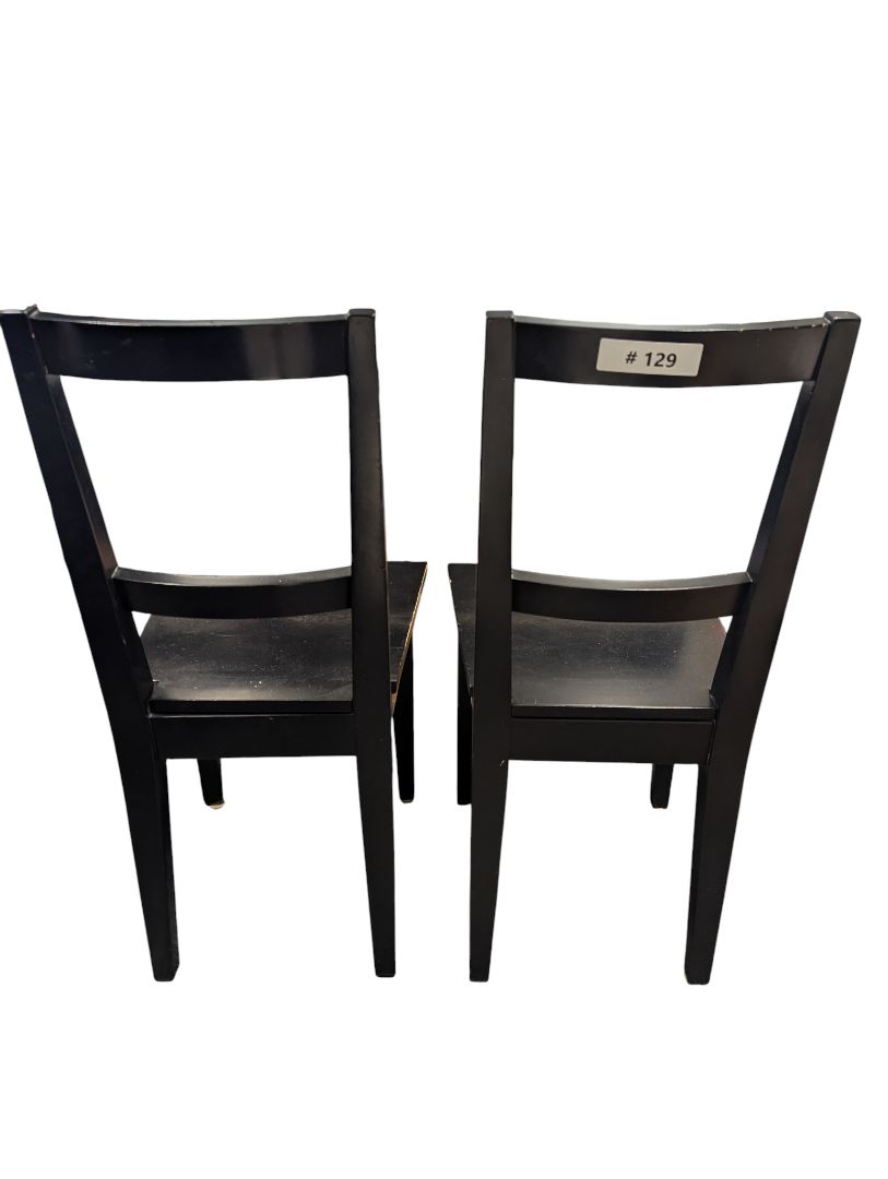 Pair of Black Wooden Ladder-Back Chairs