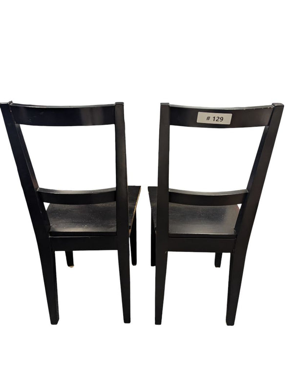 Pair of Black Wooden Ladder-Back Chairs
