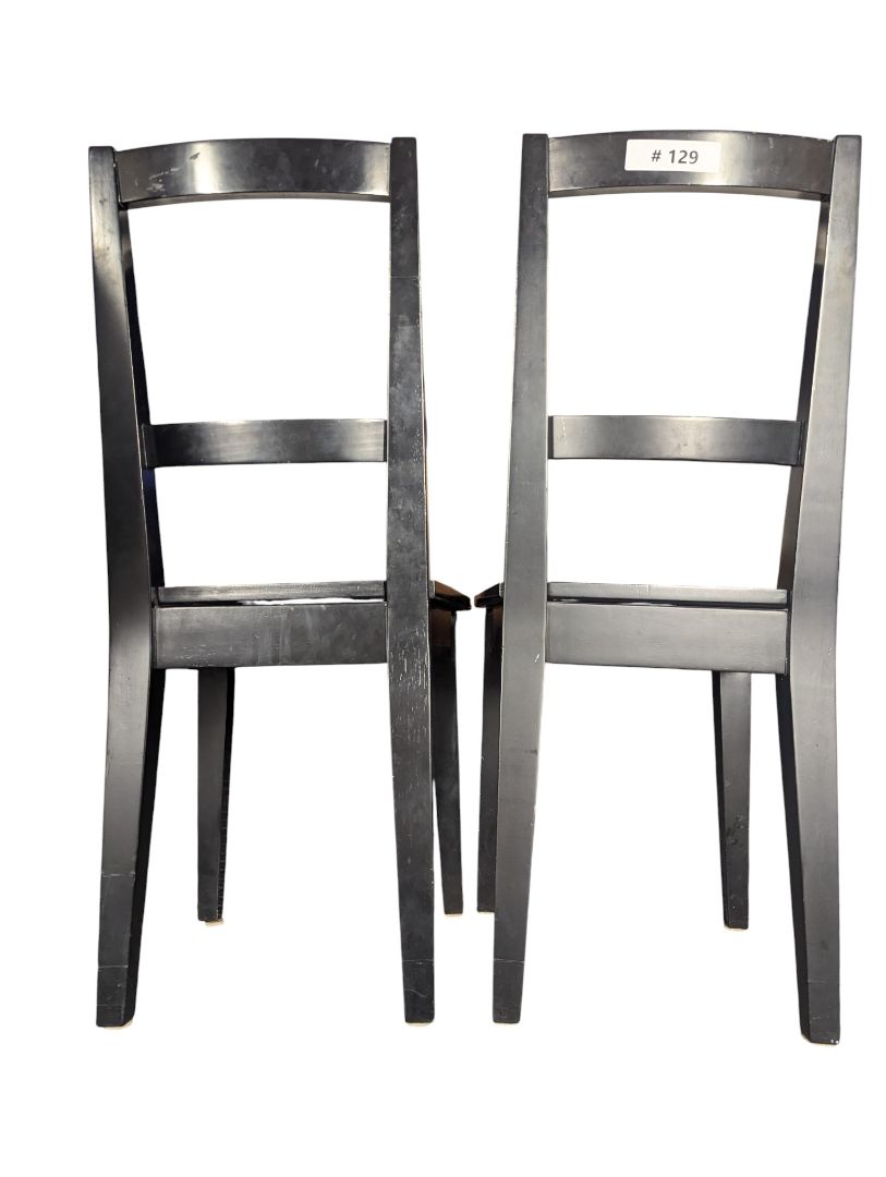 Pair of Black Wooden Ladder-Back Chairs