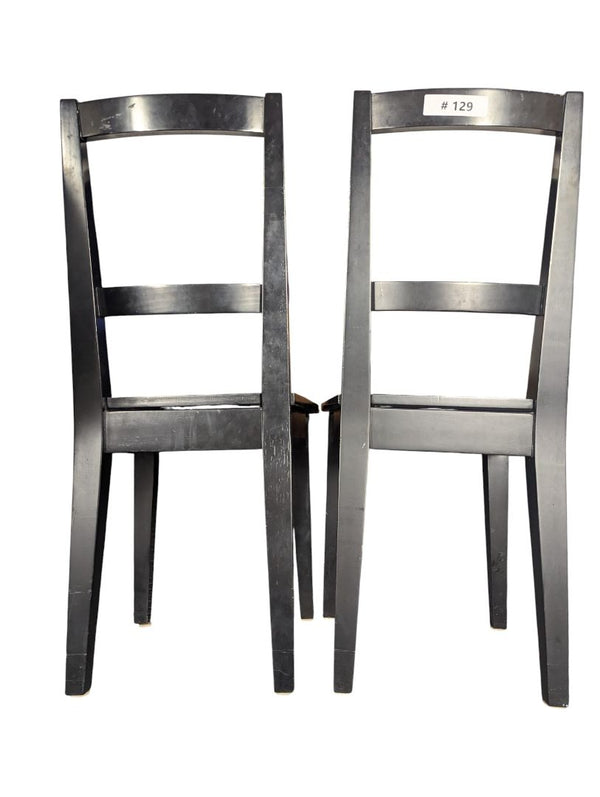 Pair of Black Wooden Ladder-Back Chairs