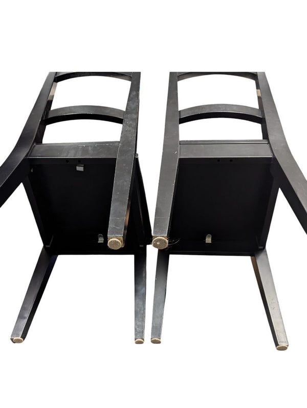 Pair of Black Wooden Ladder-Back Chairs