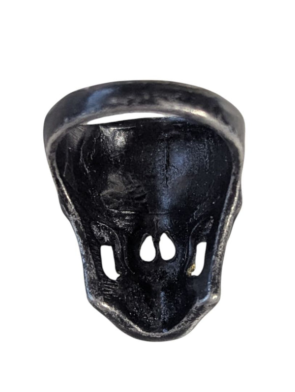 Men’s Gothic Skull Ring – Black Metal with Gold-Tone Teeth