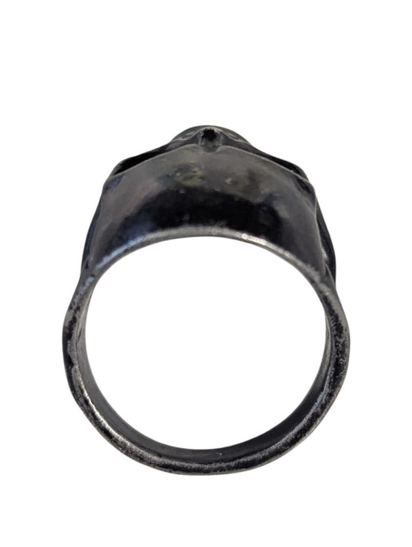 Men’s Gothic Skull Ring – Black Metal with Gold-Tone Teeth