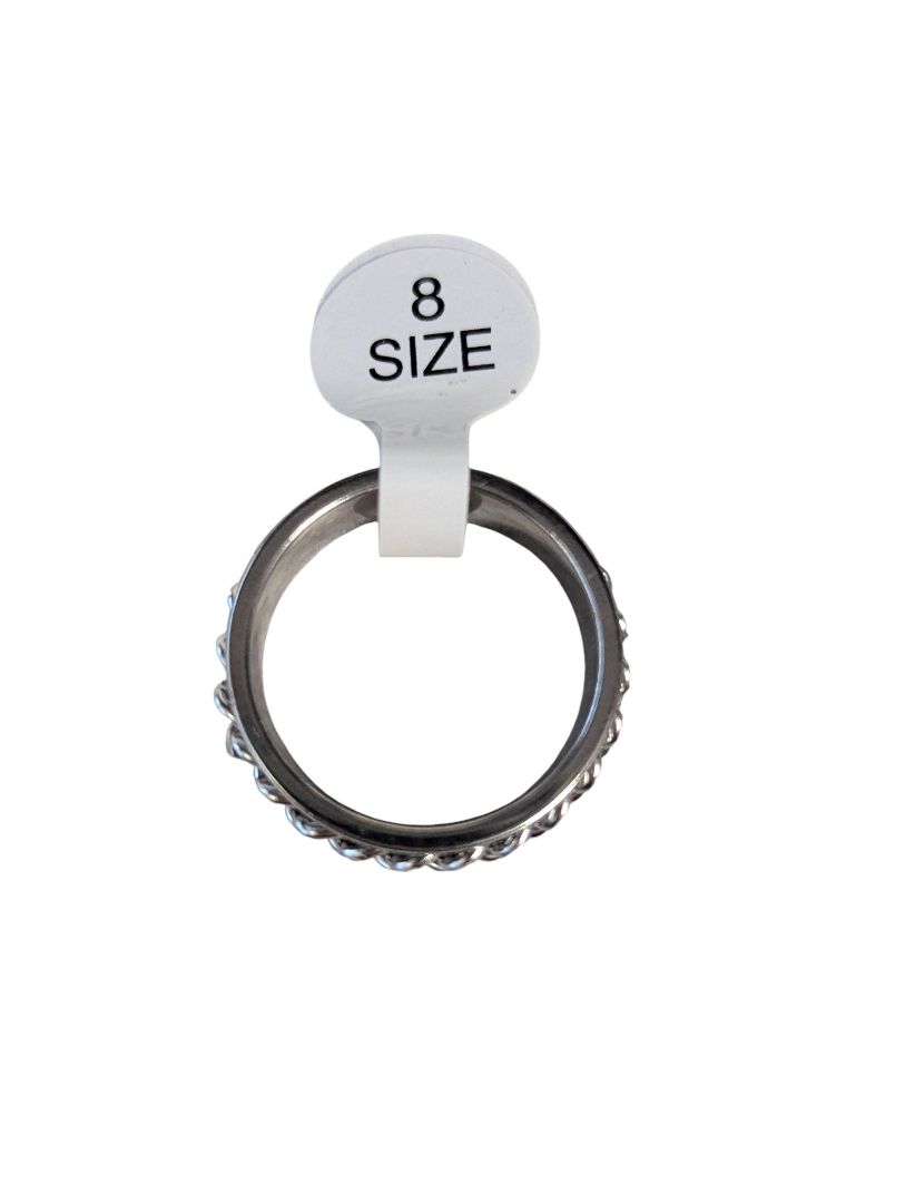 Men’s Titanium Chain-Link Spinner Ring – Size 8