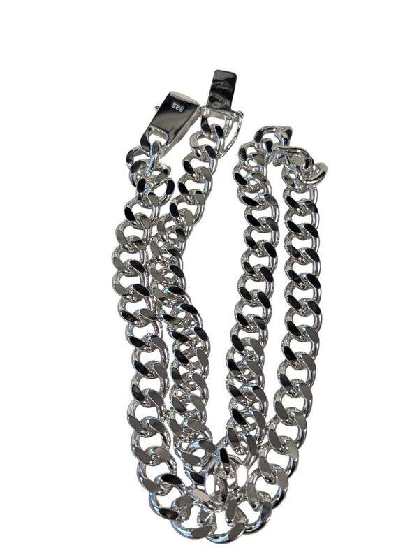 Men’s Heavy Curb Chain Necklace – Polished Silver-Tone Metal