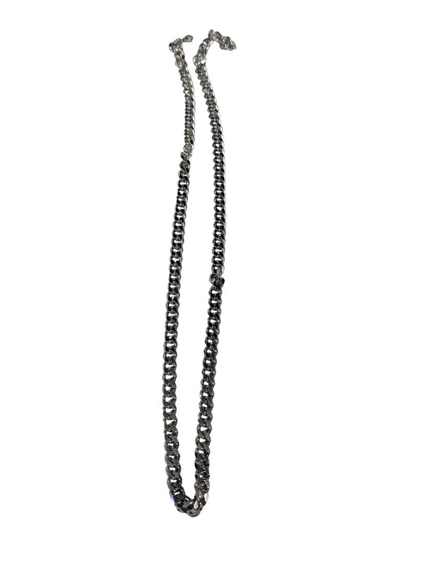 Men’s Long Curb Chain Necklace – Silver-Tone Alloy, Extra Heavy