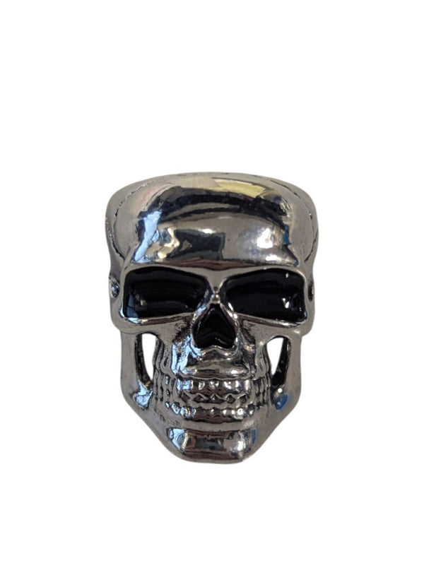 Men’s Polished Skull Ring – Chrome Metal Statement Ring