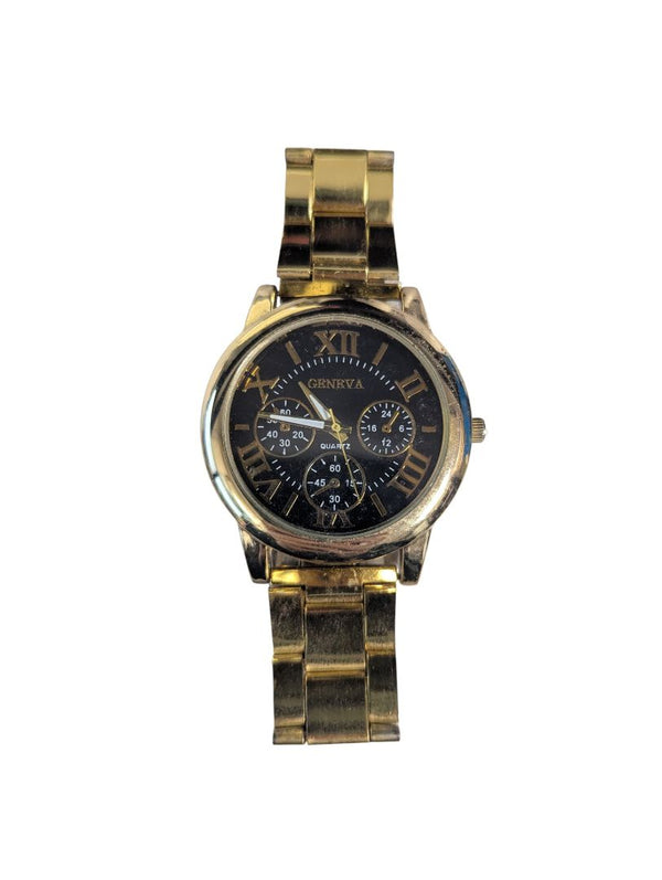 Lot of 3 Fashion Watches – Gold, Black Chronograph & Crystal Bezel