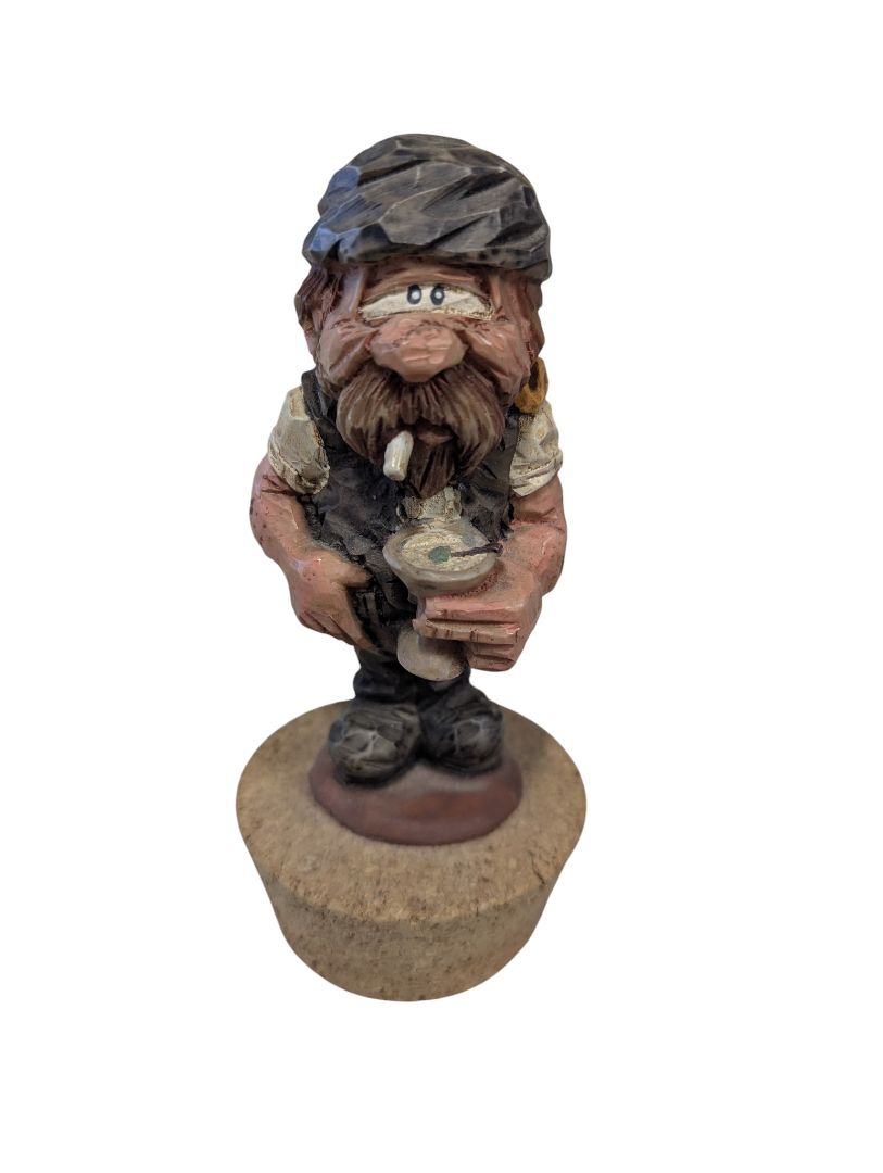Hand-Painted Caricature Bottle Stopper – Resin Figure on Cork Base