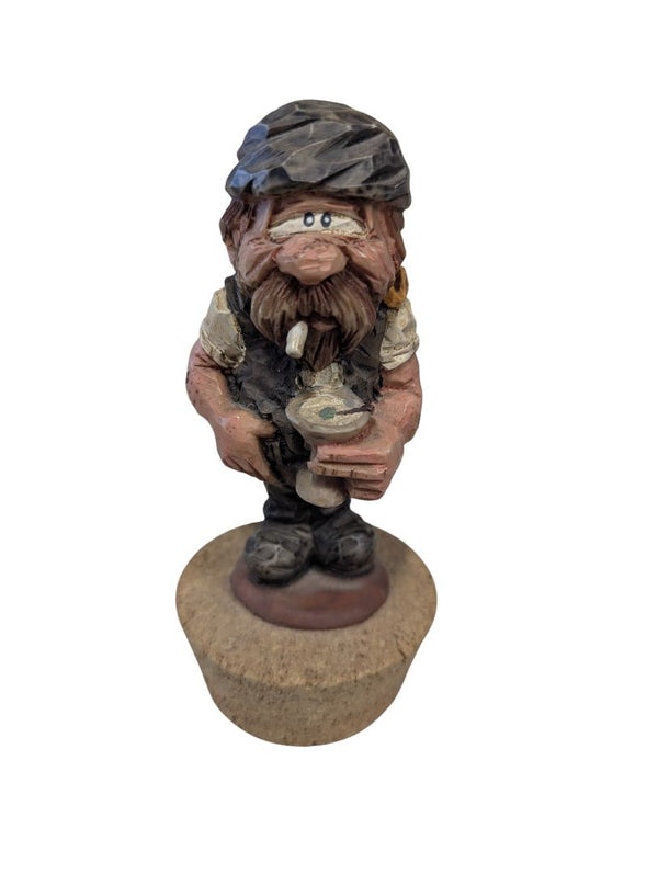 Hand-Painted Caricature Bottle Stopper – Resin Figure on Cork Base