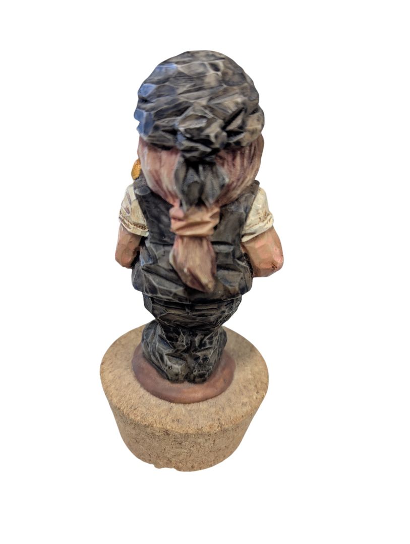 Hand-Painted Caricature Bottle Stopper – Resin Figure on Cork Base
