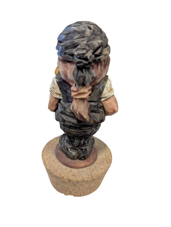 Hand-Painted Caricature Bottle Stopper – Resin Figure on Cork Base