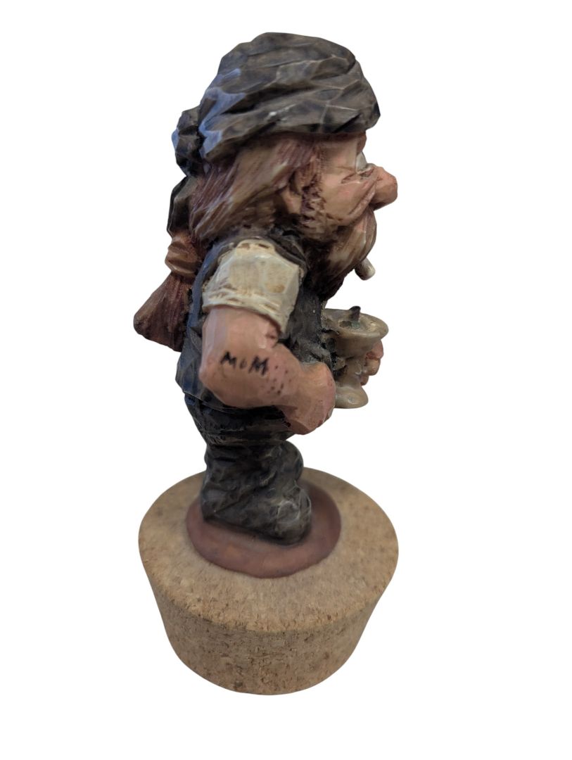 Hand-Painted Caricature Bottle Stopper – Resin Figure on Cork Base