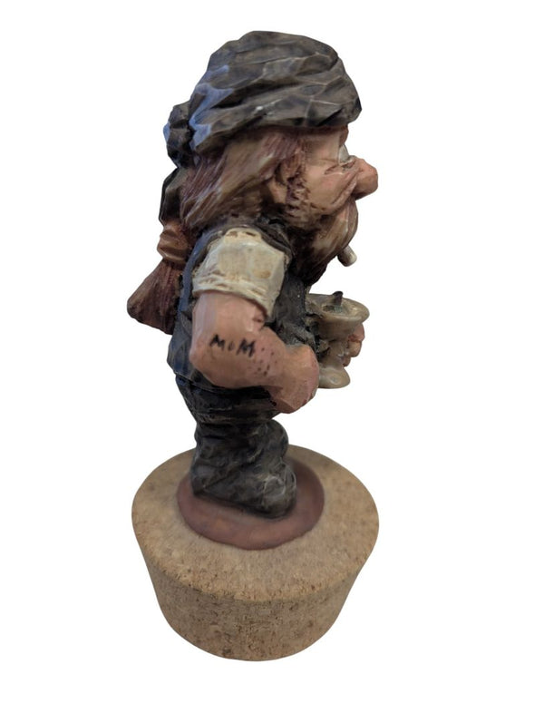 Hand-Painted Caricature Bottle Stopper – Resin Figure on Cork Base
