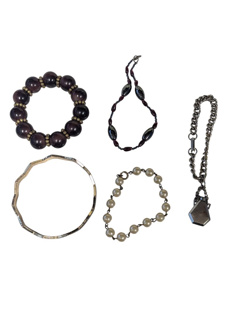 Mixed Costume Jewelry Bracelet Lot – 5-Piece Assortment