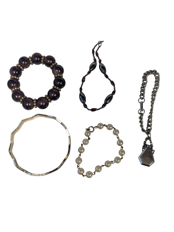 Mixed Costume Jewelry Bracelet Lot – 5-Piece Assortment