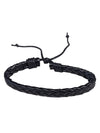 Black Braided Adjustable Bracelet – Faux Leather Cord