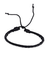 Black Braided Adjustable Bracelet – Faux Leather Cord
