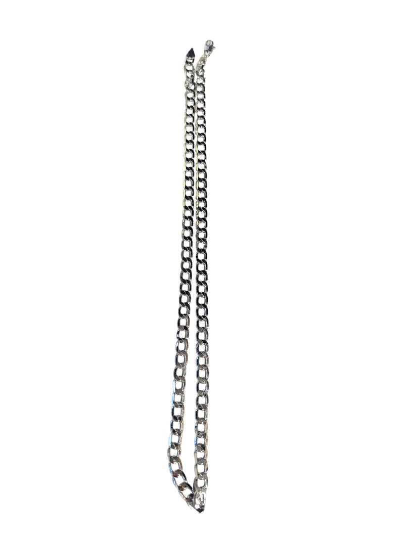 Silver-Tone Cuban Link Chain Necklace – Lightweight Costume Jewelry