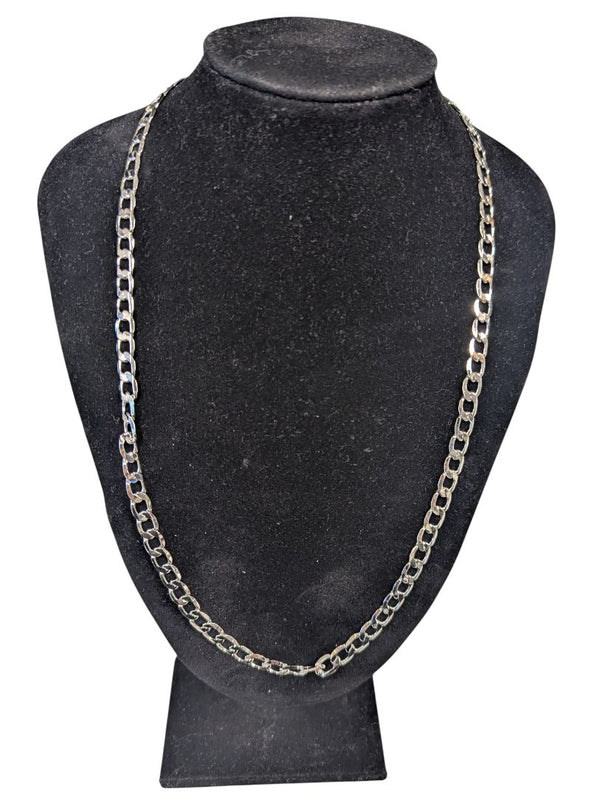 Silver-Tone Cuban Link Chain Necklace – Lightweight Costume Jewelry