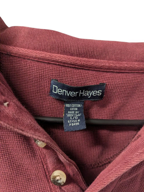 Denver Hayes Burgundy Long-Sleeve Cotton Polo (L/G)