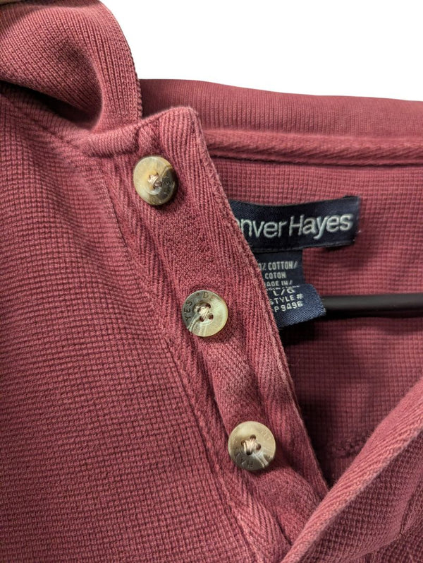Denver Hayes Burgundy Long-Sleeve Cotton Polo (L/G)