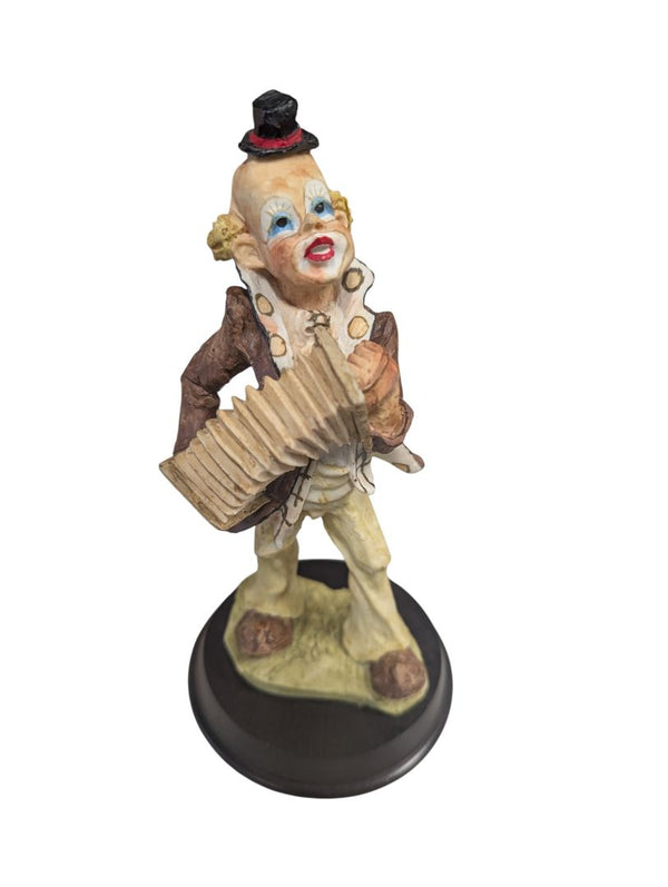 Hand-Painted Clown Accordion Player Figurine